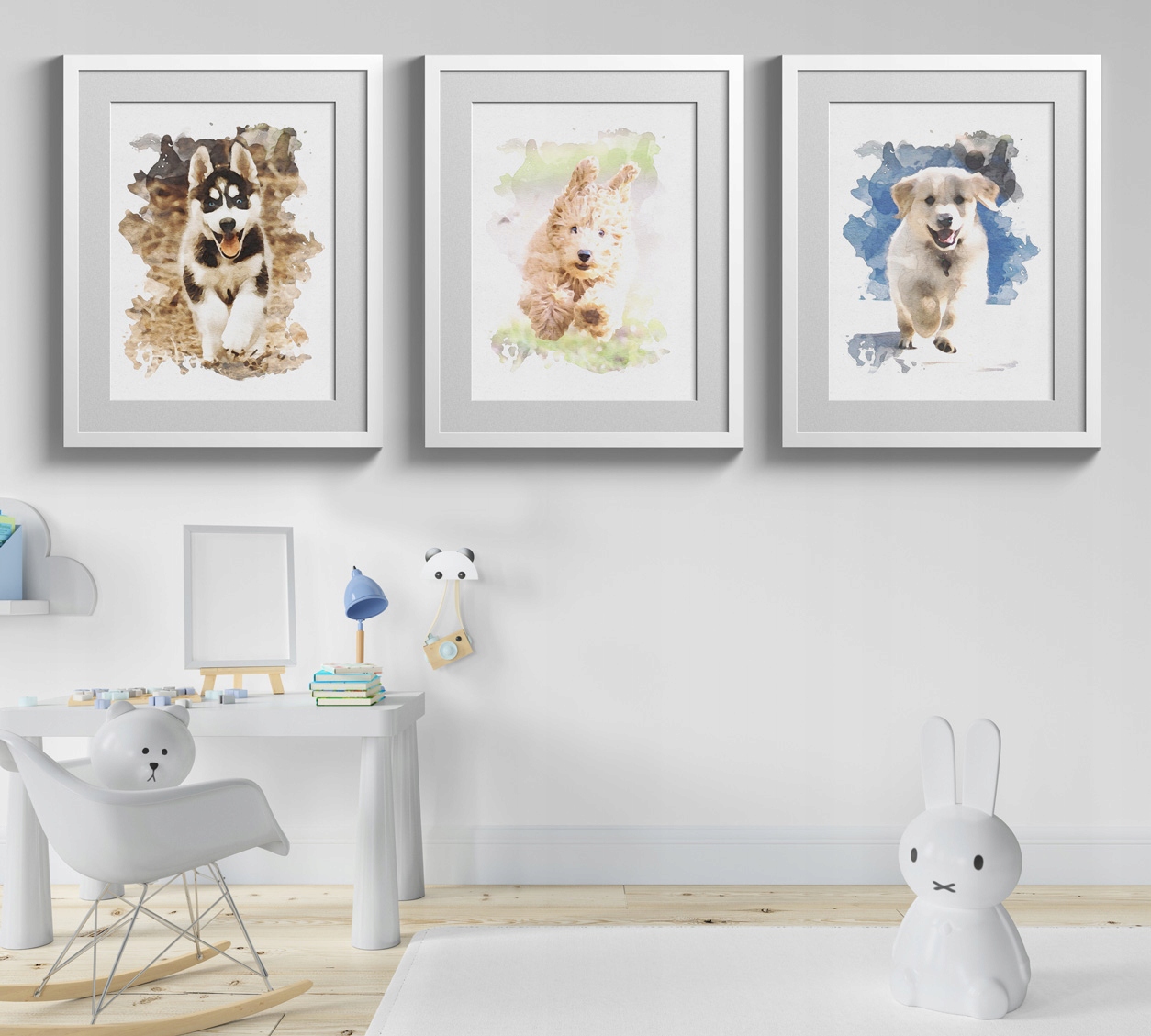 Plakaty dla Dzieci Psy Akwarela Zwierzęta A3 HIT!
