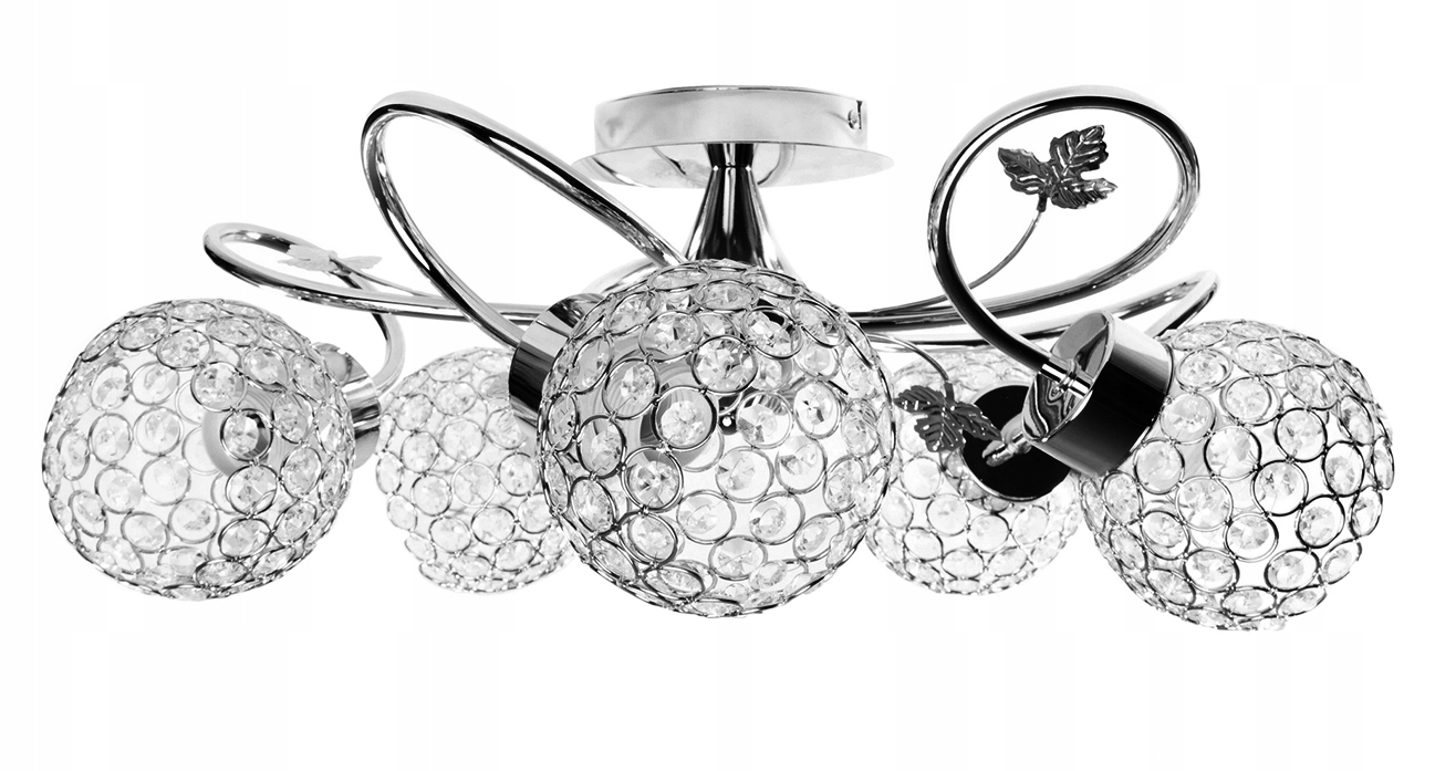 LAMPA,PLAFON,SUFITOWA, KRYSZTAŁKI,KRYSZTAŁKI-5LIŚĆ