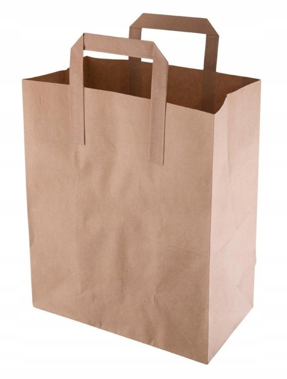TORBY PAPIEROWE BRĄZOWE UCHWYTEM A250 32x22x25 DO MENU BOXÓW CATERINGOWA Marka bez marki