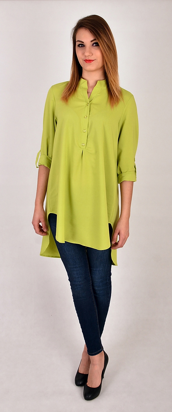 LUŹNA DŁUGA ASYMETRYCZNA KOSZULA pastele R - 46 Wzór dominujący bez wzoru