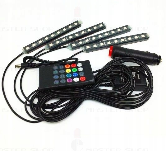 OŚWIETLENIE LED WNĘTRZA KABINY RGB PILOT Numer katalogowy części ZESTAW 4x9 LED DO OŚWIETLENIA WNĘTRZA SAMOCHODU