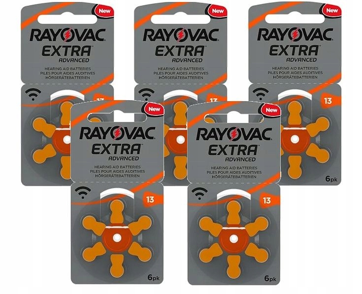

30x Baterie do aparatów słuchowych Rayovac 13