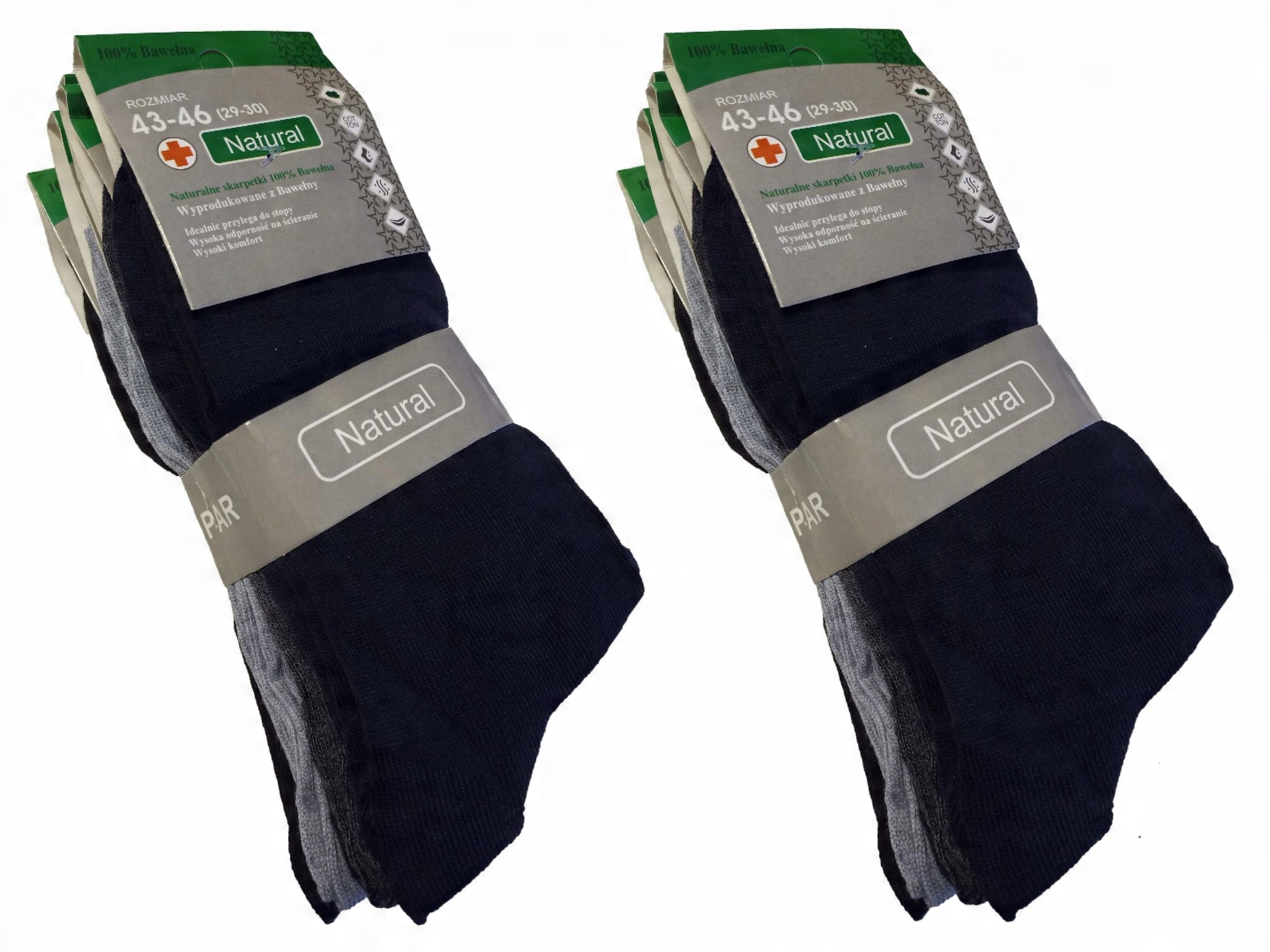 

10 x Skarpety Skarpetki Natural 100% Bawełna 43-46
