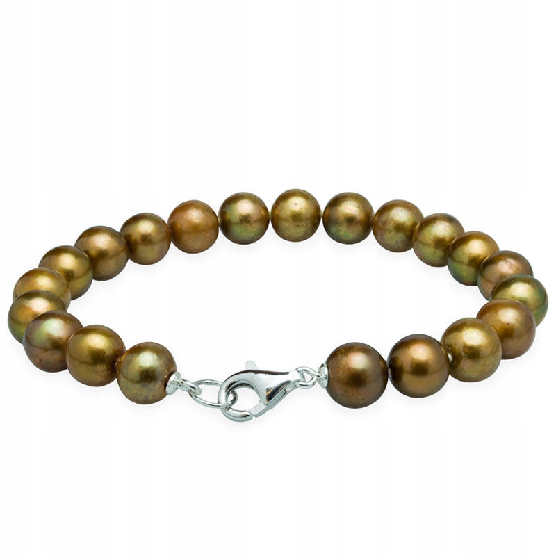 

Niepowtarzalna Srebrna Bransoletka Brązowe Perły