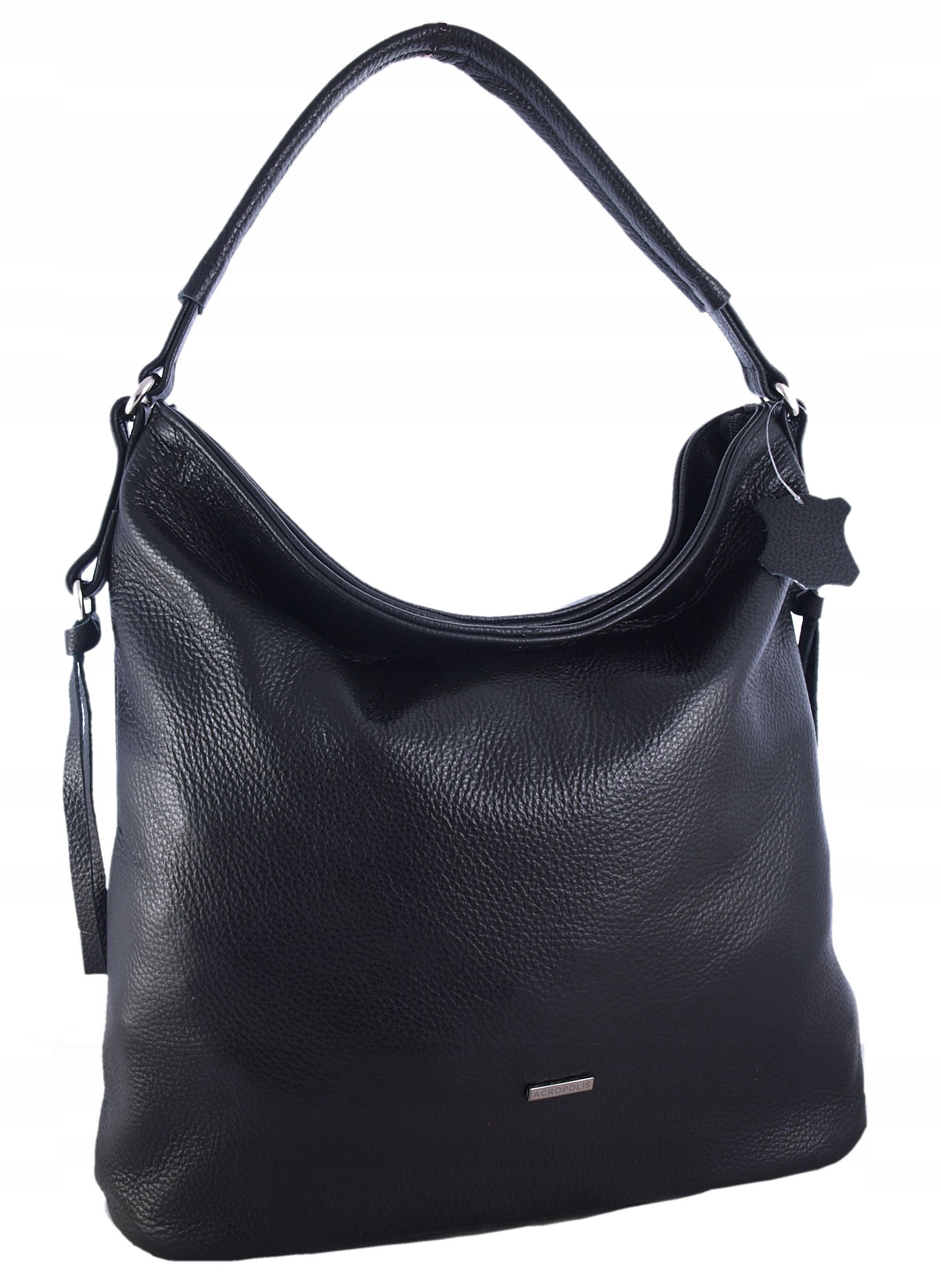 SKÓRZANA TOREBKA WOREK LISTONOSZKA CZARNA SKÓRA Materiał dominujący skóra naturalna