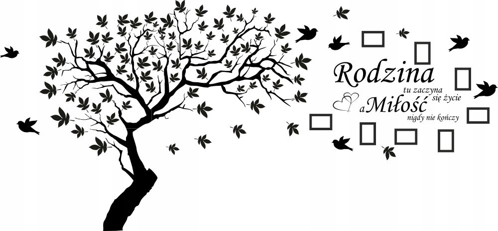 

naklejka na ścianę drzewo ramki napis cytat 24CR