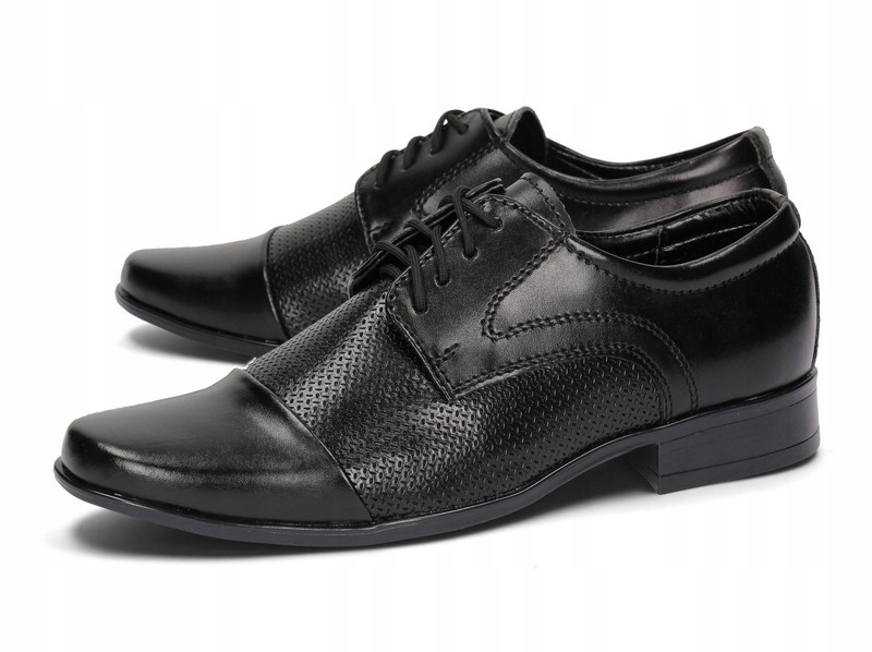 Buty Komunijne Chłopięce Półbuty Wizytowe Czarne Skóra 01K Rozmiar 34 Kolor czarny