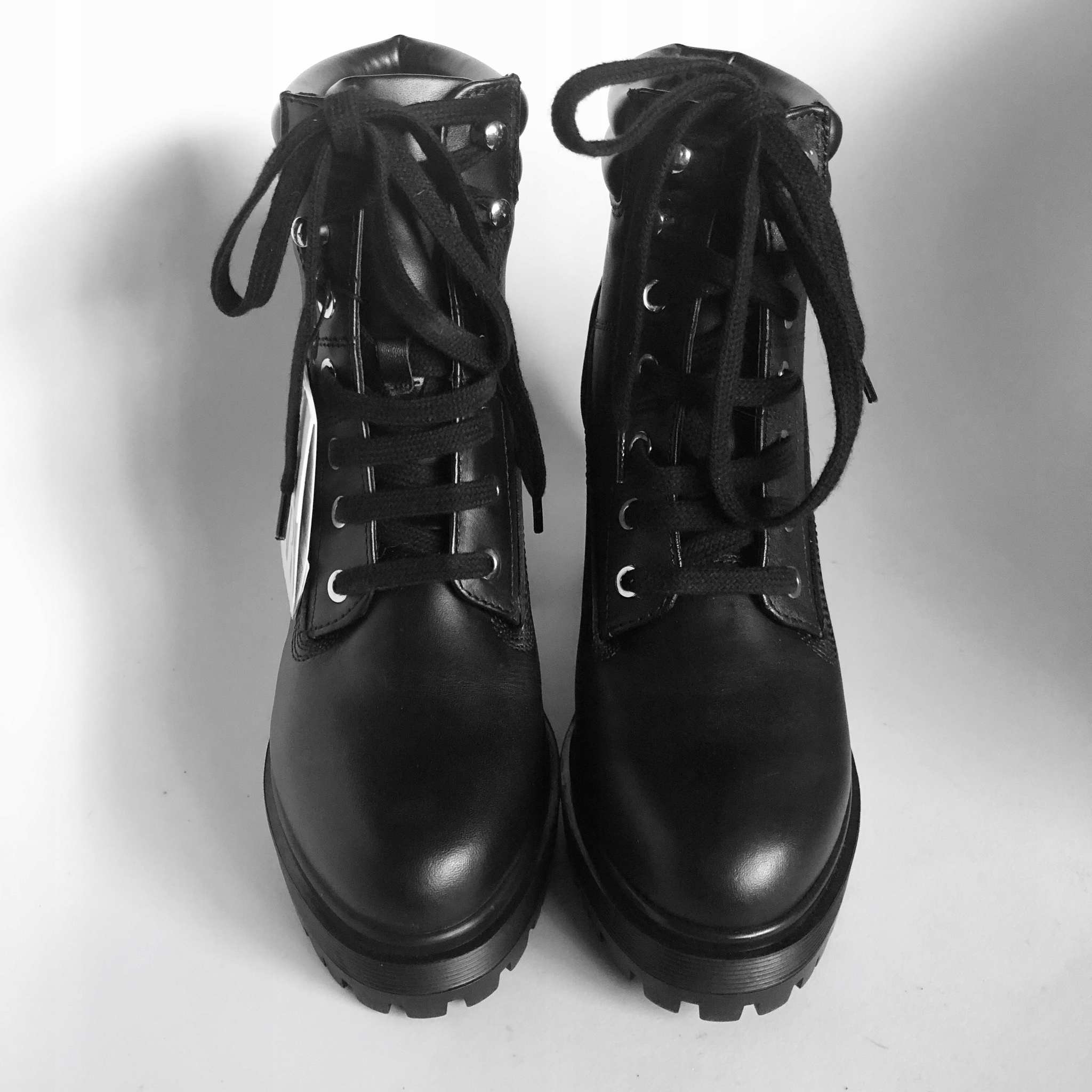 ZARA Wiązane Botki Skóra Gruba Podeszwa 38 Rozmiar 38