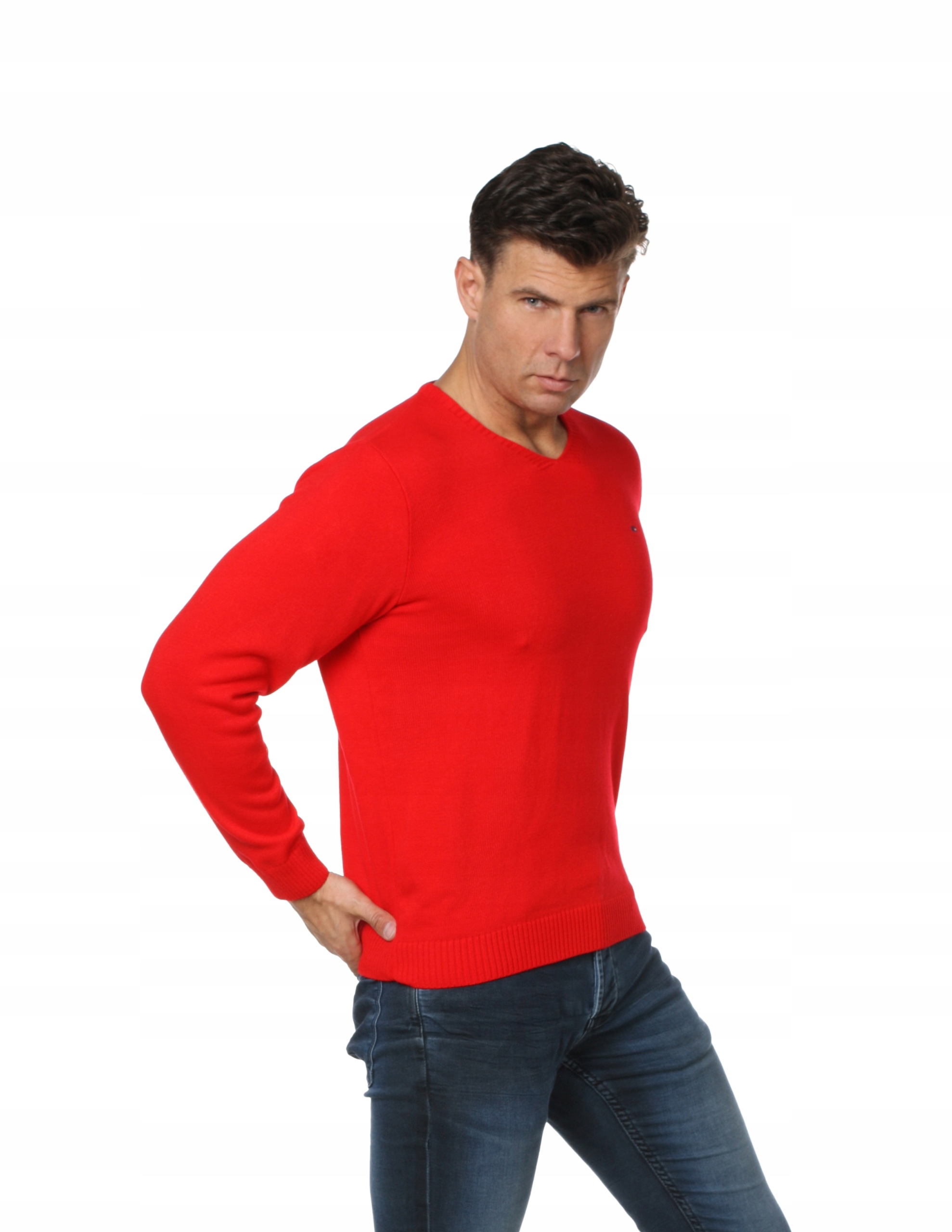 Sweter męski w serek r.XXL Dekolt serek/dekolt V