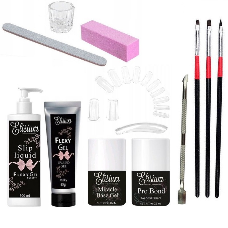 ELISIUM ZESTAW FLEXY GEL 65g FORMY PĘDZLE GRATISY