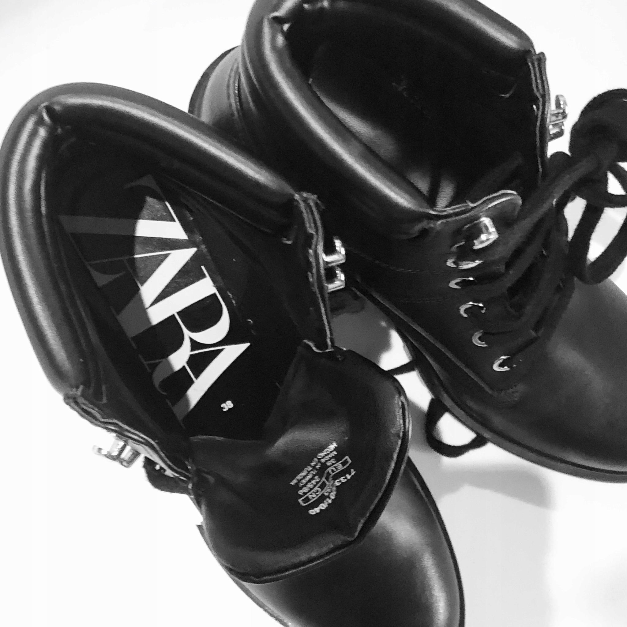 ZARA Wiązane Botki Skóra Gruba Podeszwa 38 Materiał zewnętrzny skóra naturalna