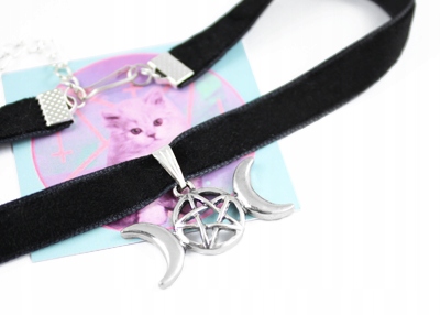 

choker Wicca czarny dusik naszyjnik pentagram