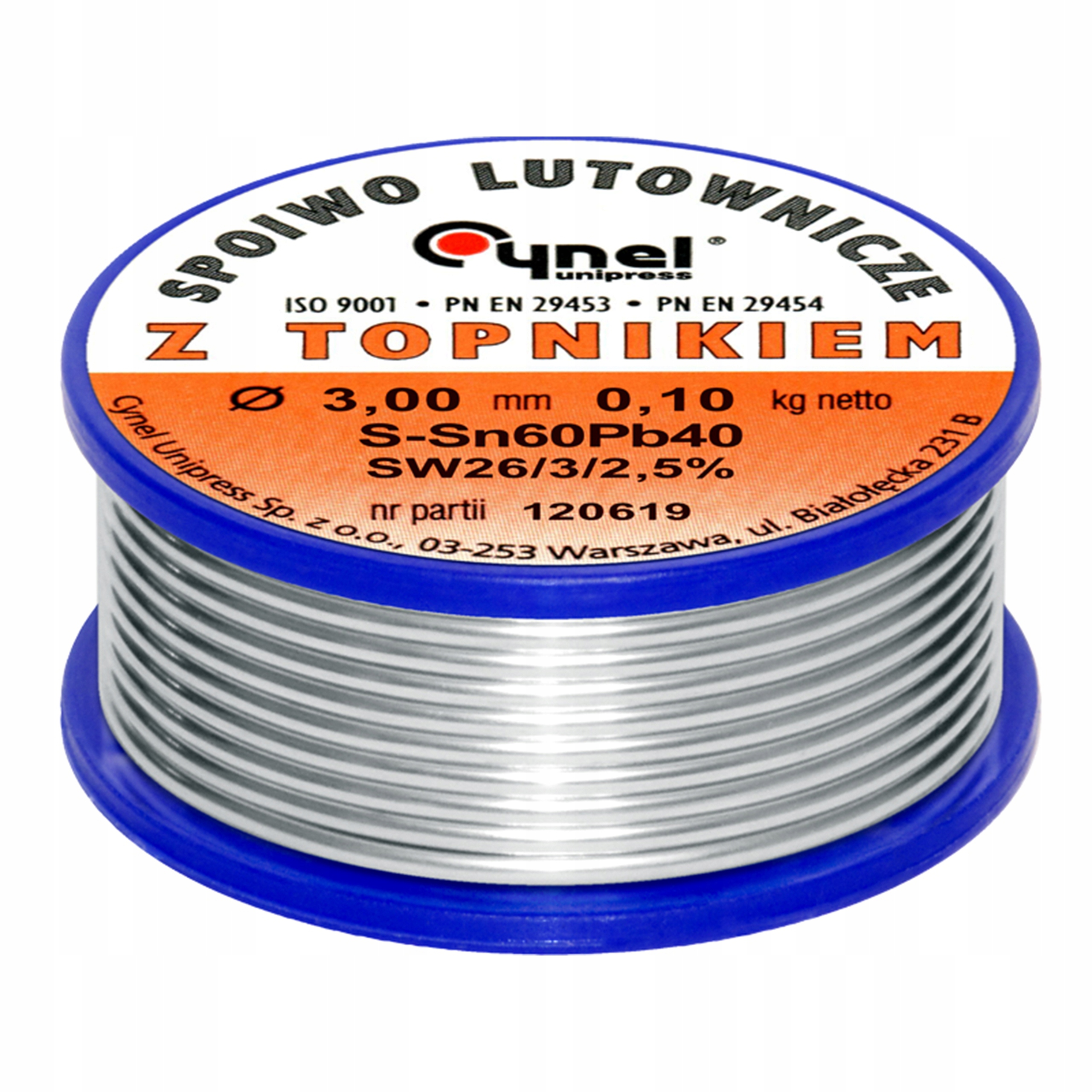 [1szt] Spoiwo lutownicze z topnikiem Cyna 3mm 100g Sn60Pb40 Cynel