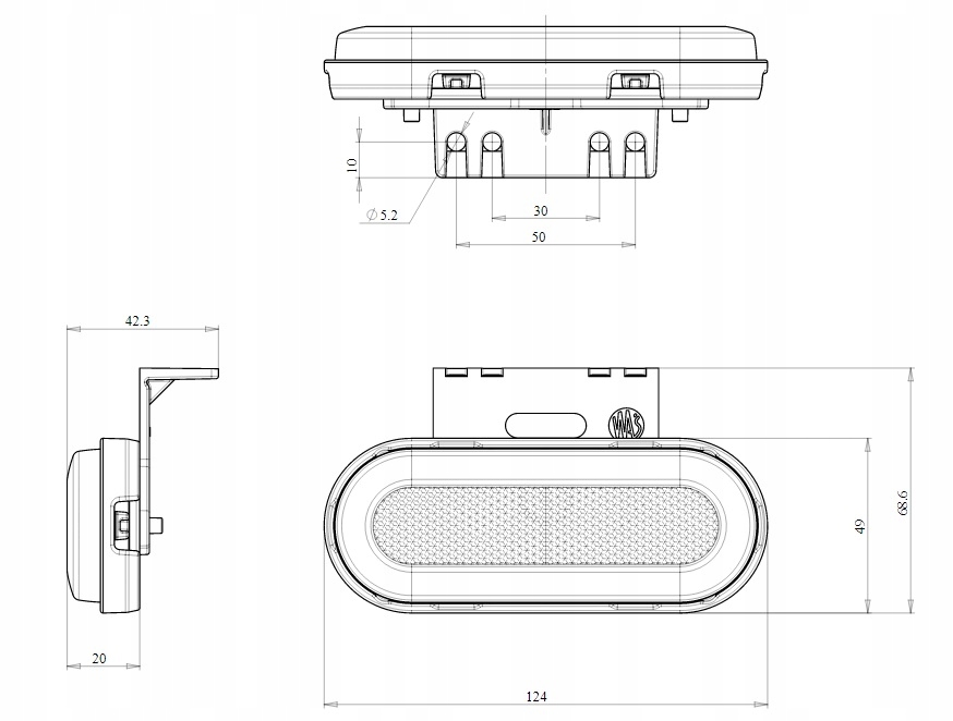 LAMPA OBRYSOWA BOCZNA LED DIODA WAŚ W198 Wersja Europejska
