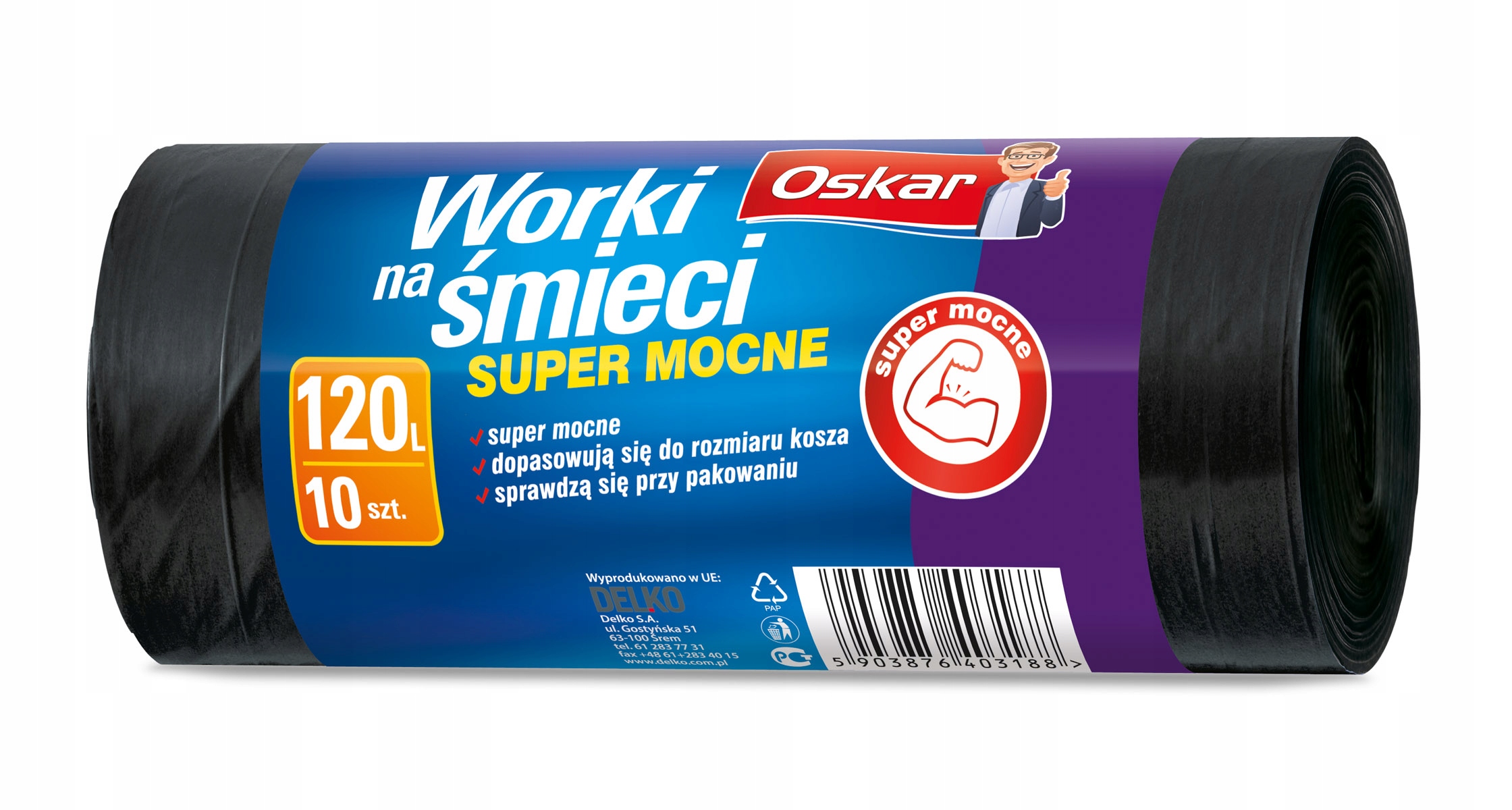 

Worki na śmieci super mocne 120l 10szt Oskar
