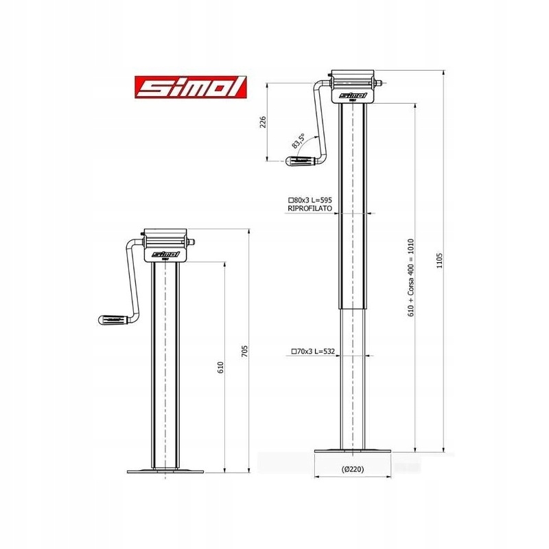 20132428 - Опорная нога SIMOL DG707W, двухскоростная