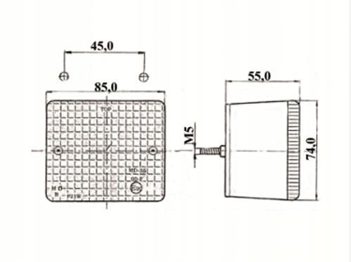 LAMPA PRZECIWMGIELNA MD-35 12/24V PRZYCZEP Numer katalogowy części md35