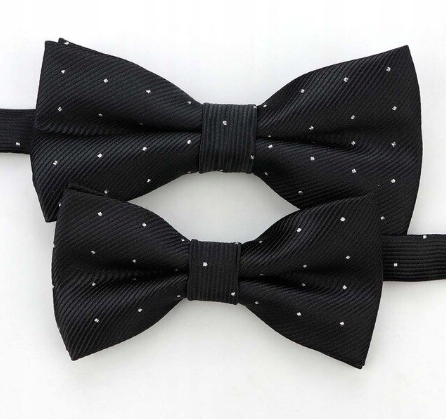 

Mucha męska i Mucha dziecięca czarna w kropki