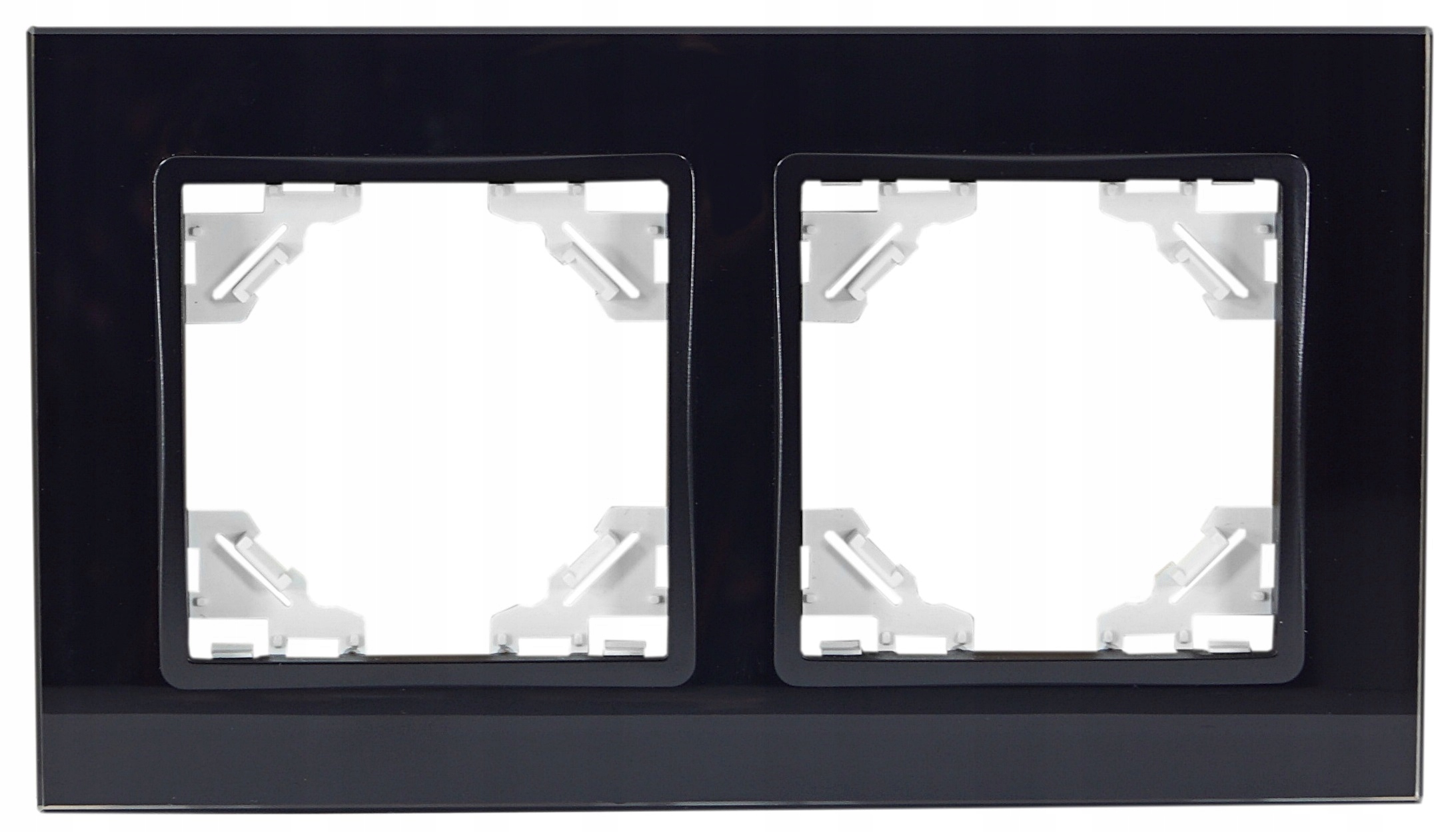 QUADRA RAMKA PODWÓJNA SZKLANA CZARNA WŁĄCZNIK 2