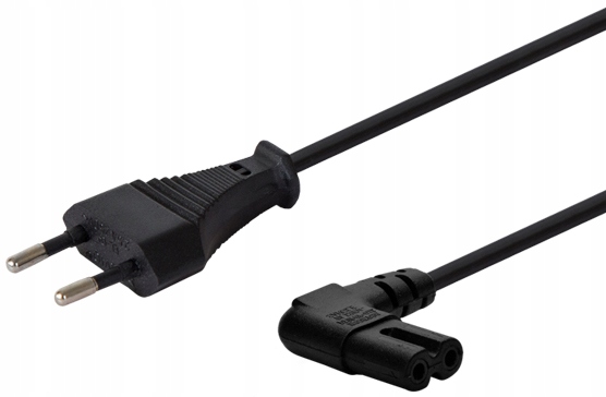 

Kabel zasilający laptop kątowy C7 2pin ósemka 1,8m