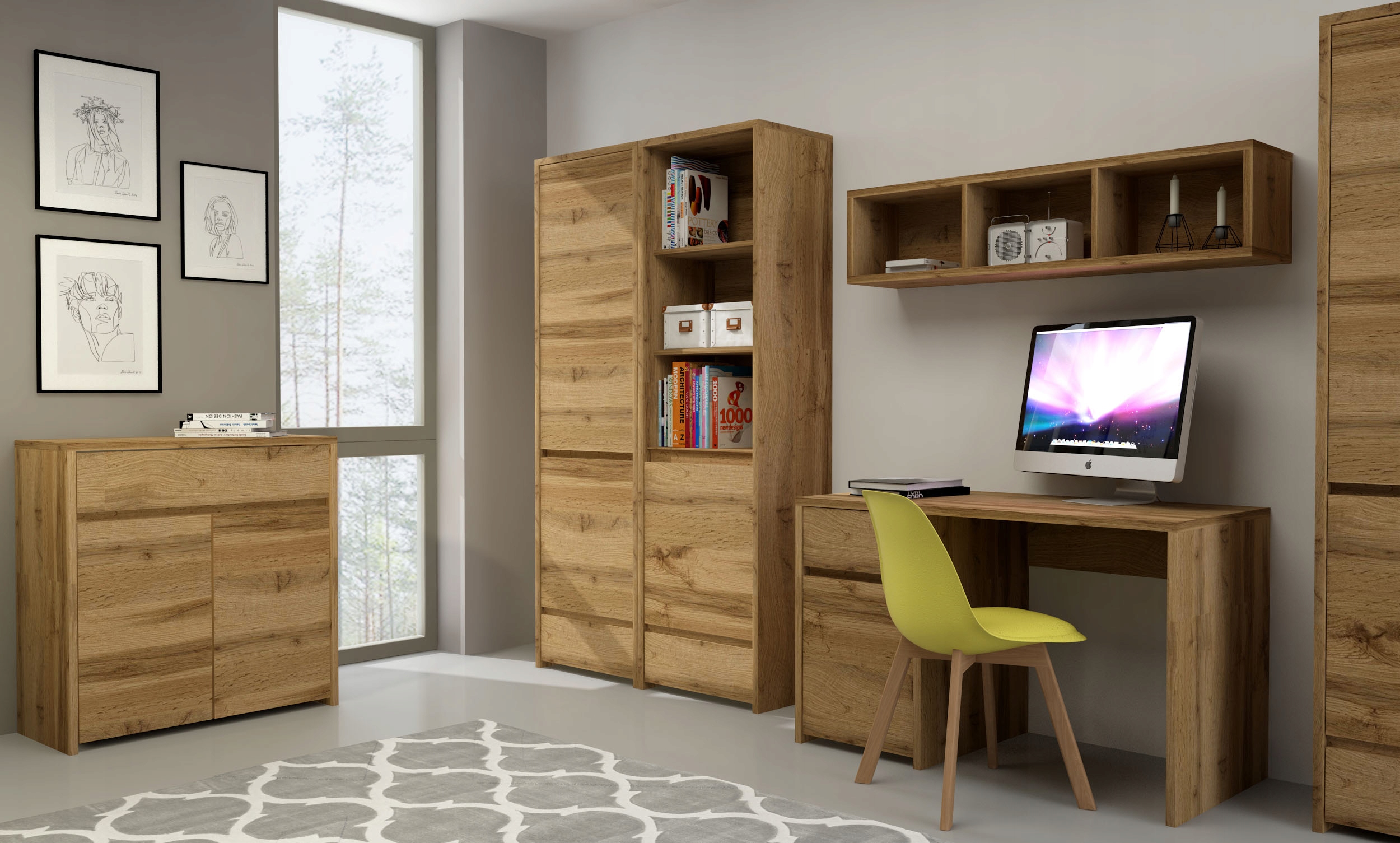 TAHOE MEBLE WITRYNA TA-8 dąb wotan Bogfran Kolekcja Tahoe