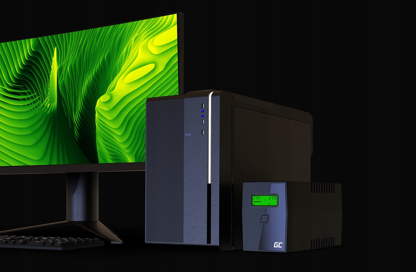 ZASILACZ AWARYJNY UPS 800VA 480W LCD 2x SCHUKO + PROGRAM GREEN CELL GC UPS Czas przełączania 2-6 ms