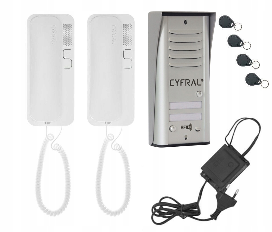 DOMOFON 2 rodziny COSMO Na Pastylki CYFRAL srebrny