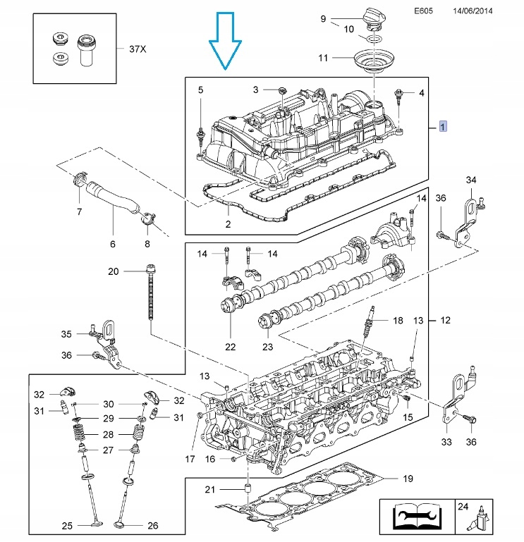 Nowa oryginalna pokrywa zaworów Opel 1,6 benzyna turbo