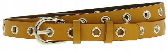 

Pasek damski Ćwieki Skórzany Przelotki Karmelowy