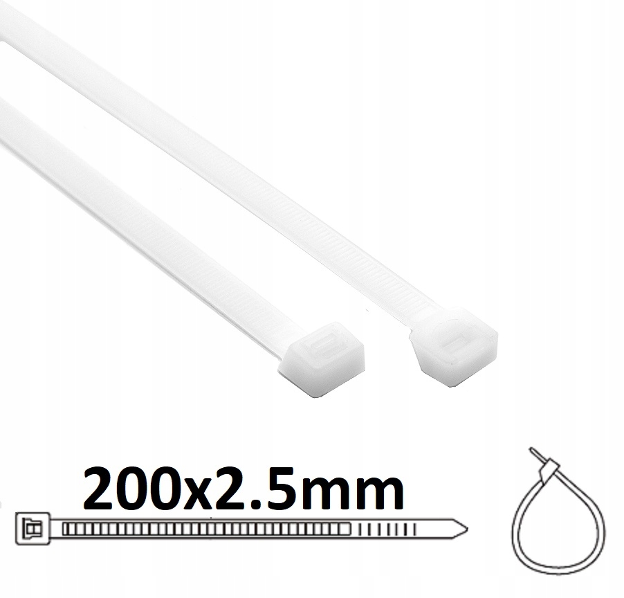 OPASKI KABLOWE ZACISKOWE 200x2.5 TRYTKI BIAŁE Marka PCKLIPER