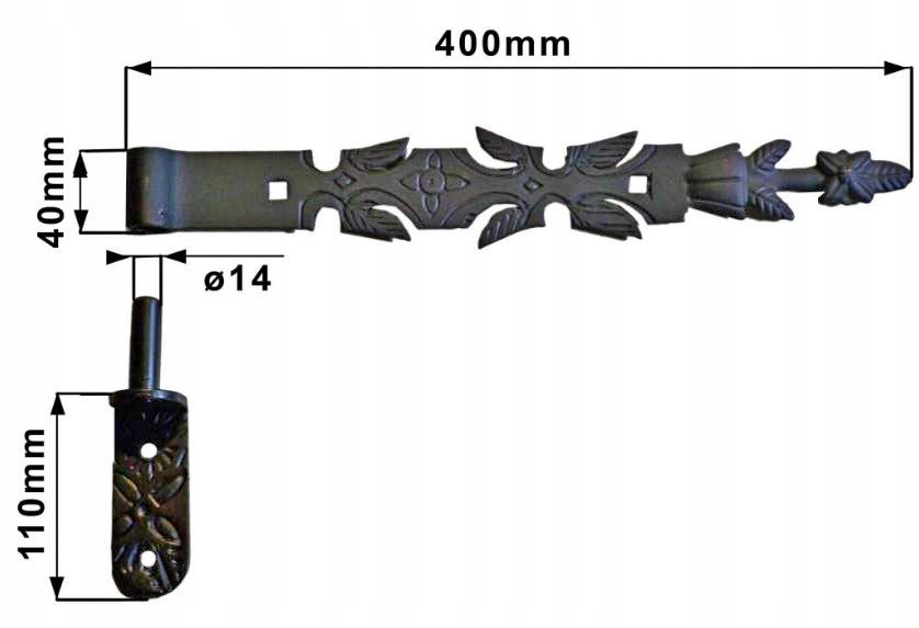 Zawias pasowy kuty 400 mm wąski Kod producenta ZPK400m