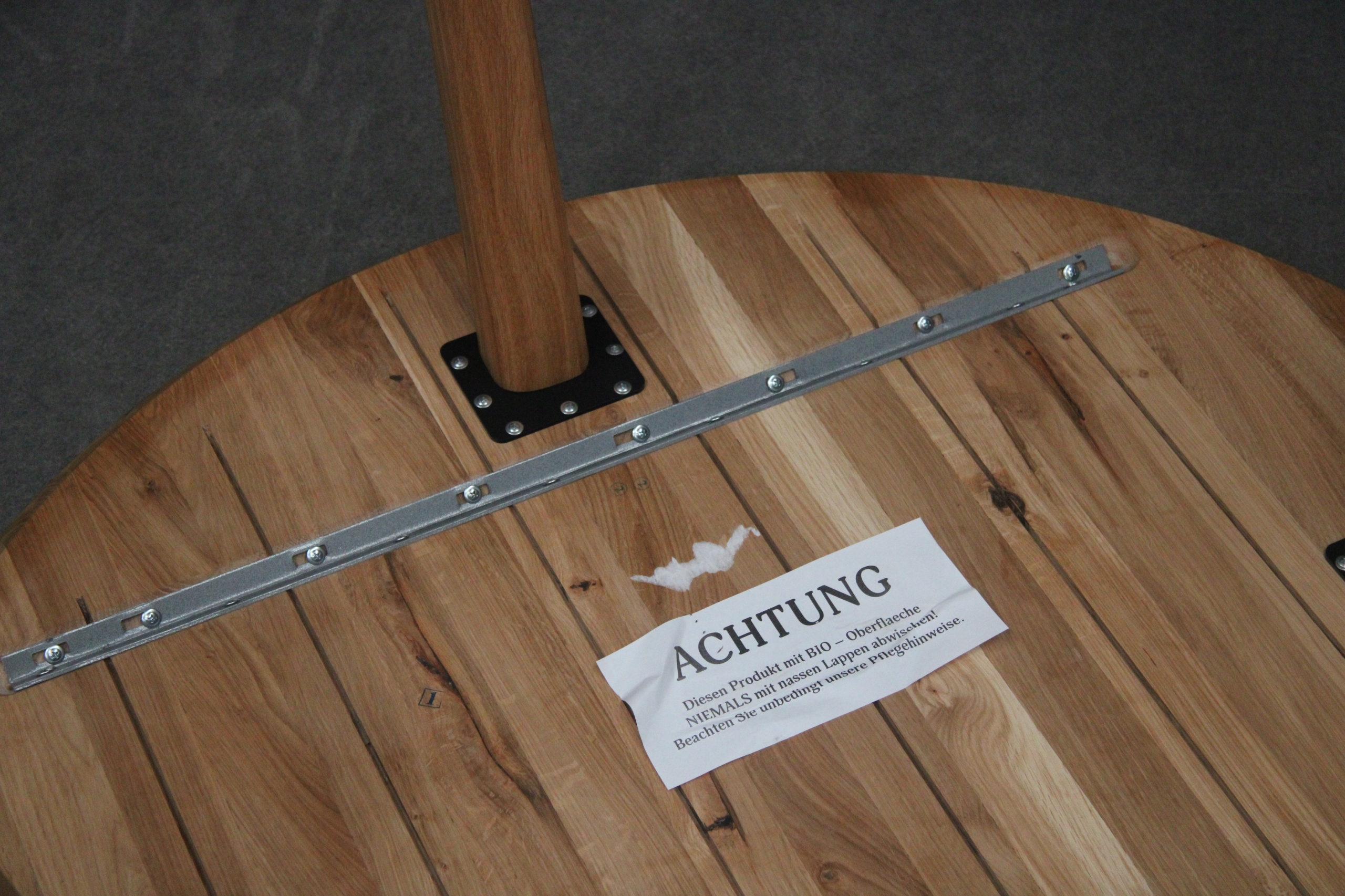 STÓŁ Drewniany Okrągły Skandynawski Dębowy 105 cm Dąb Lity Olejowany BGM24 Materiał blatu drewno