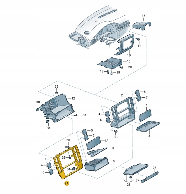 RAMKA PRZESLONA RADIA KLIMATYZACJI VW Passat B5 Part number 3B0858069AT