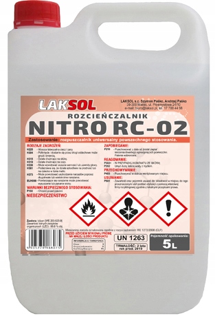 Rozpuszczalnik NITRO RC-02 PALETA 120SZT 5L EAN (GTIN) 5905279188075