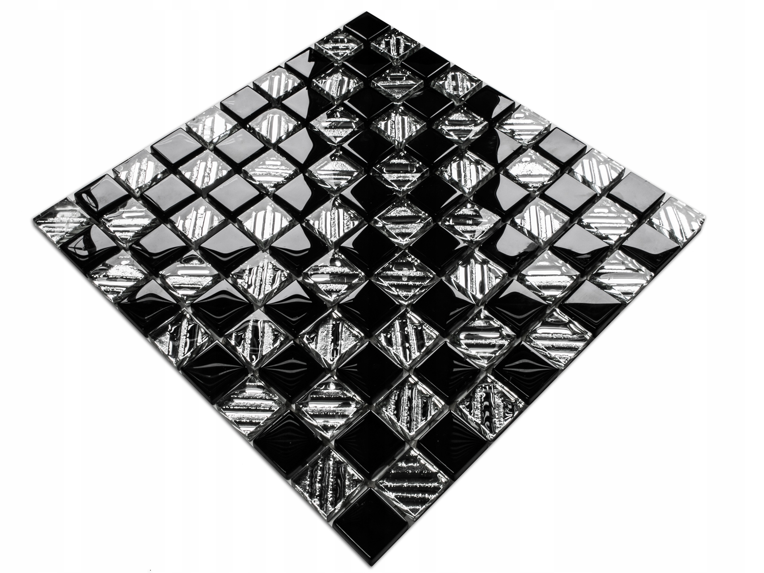 

Mozaika Szklana Black Chess Czarna Srebrna