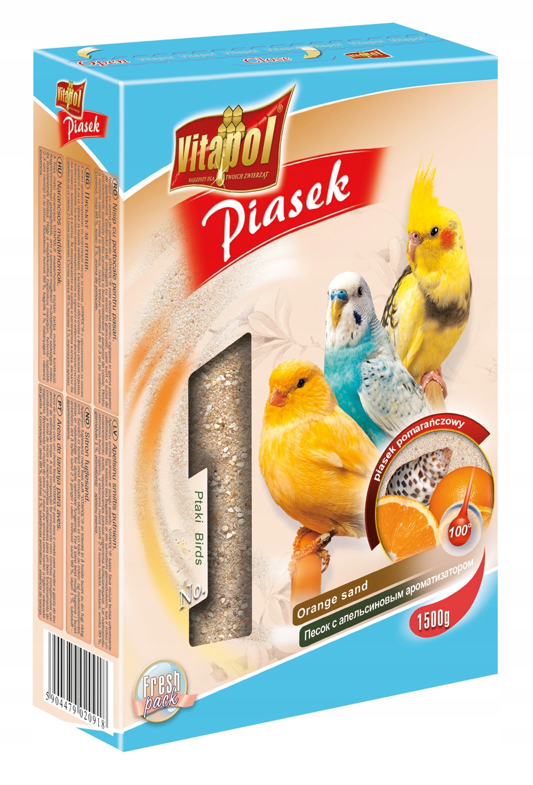 PIASEK VITAPOL SANDEO cytrynowy dla ptaków 1,5 kg!
