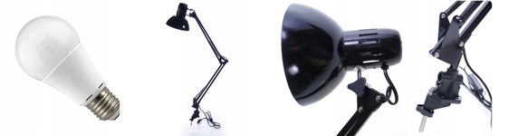 Lampka biurkowa kreślarska CZARNA + żarówka LED 10
