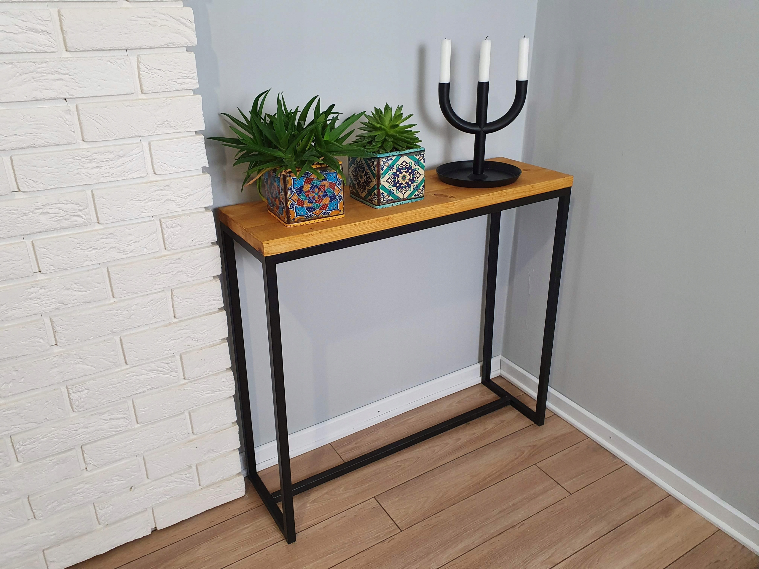 KONSOLA LOFT drewniany blat industrialny STOLIK Kod producenta 0