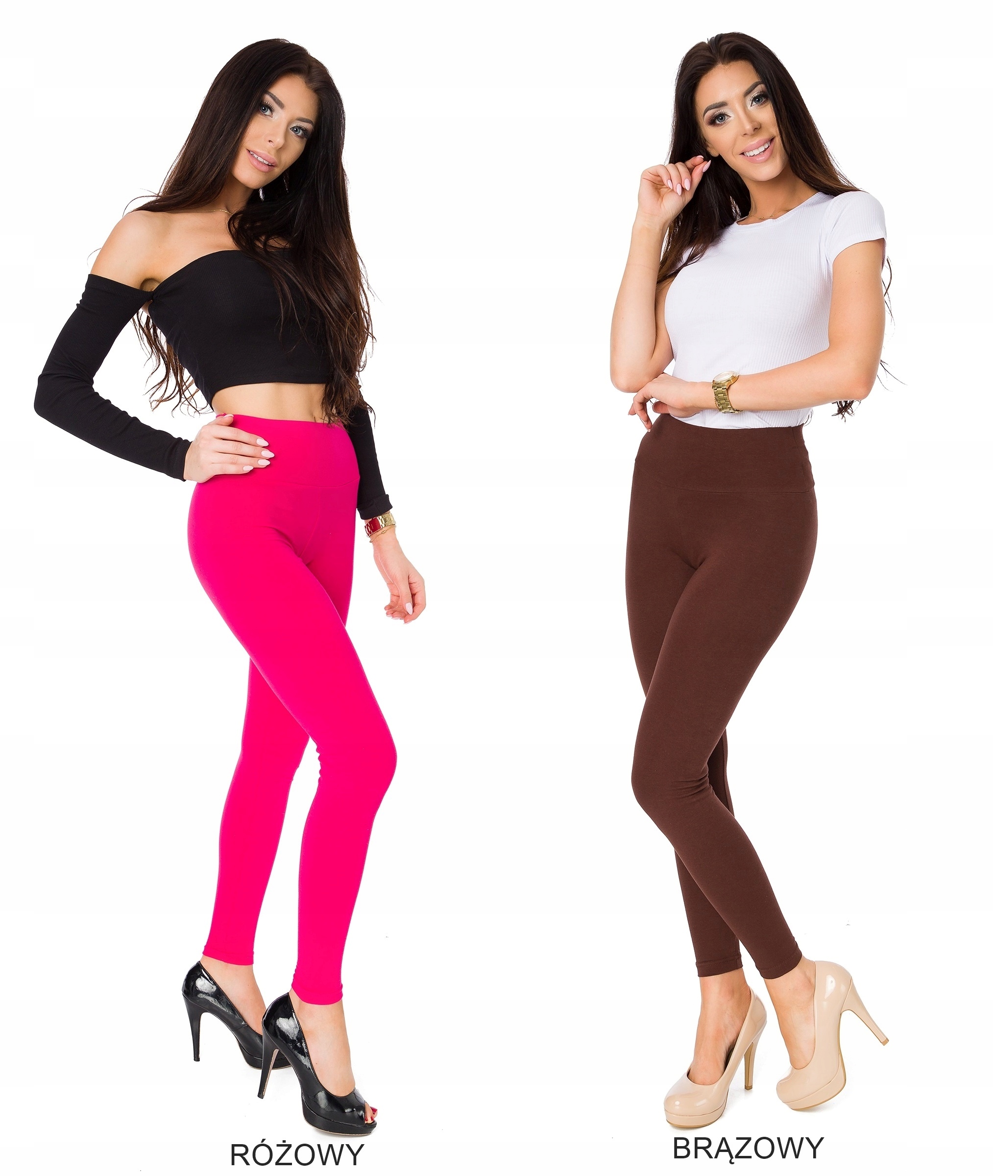 Legginsy getry bawełniane wysoki stan P1 L/40 # Wzór dominujący bez wzoru