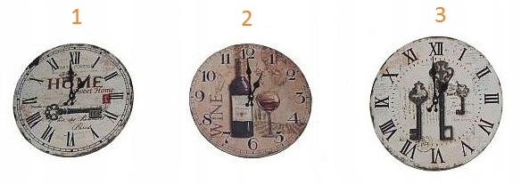 ZEGAR ŚCIENNY WISZĄCY OKRĄGŁY RETRO WZORY Zasilanie baterie