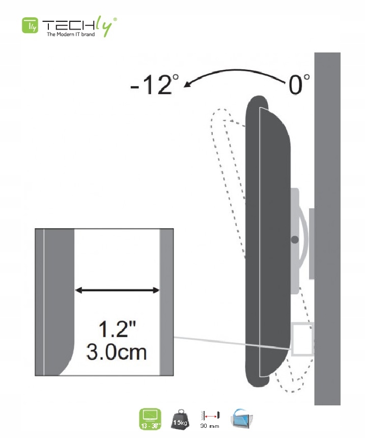 RAMIĘ LCD ŚCIENNE UCHWYT 13"- 30 " Model TECHLY 106596