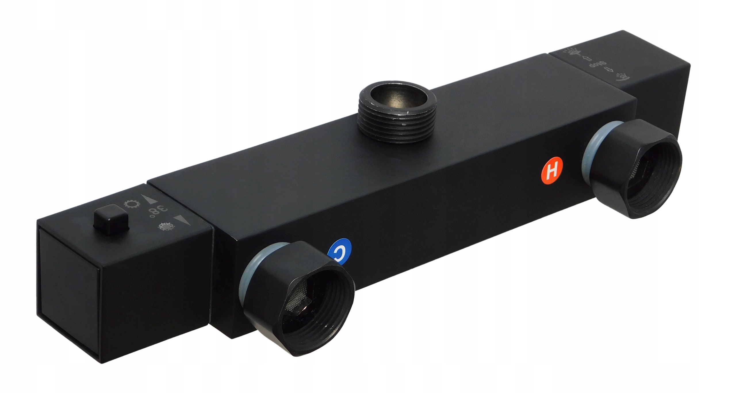 BATERIA PRYSZNICOWA DESZCZOWNICA TERMOSTAT ZESTAW NATRYSKOWY CZARNY ESTIVA Linia KOBA BLACK