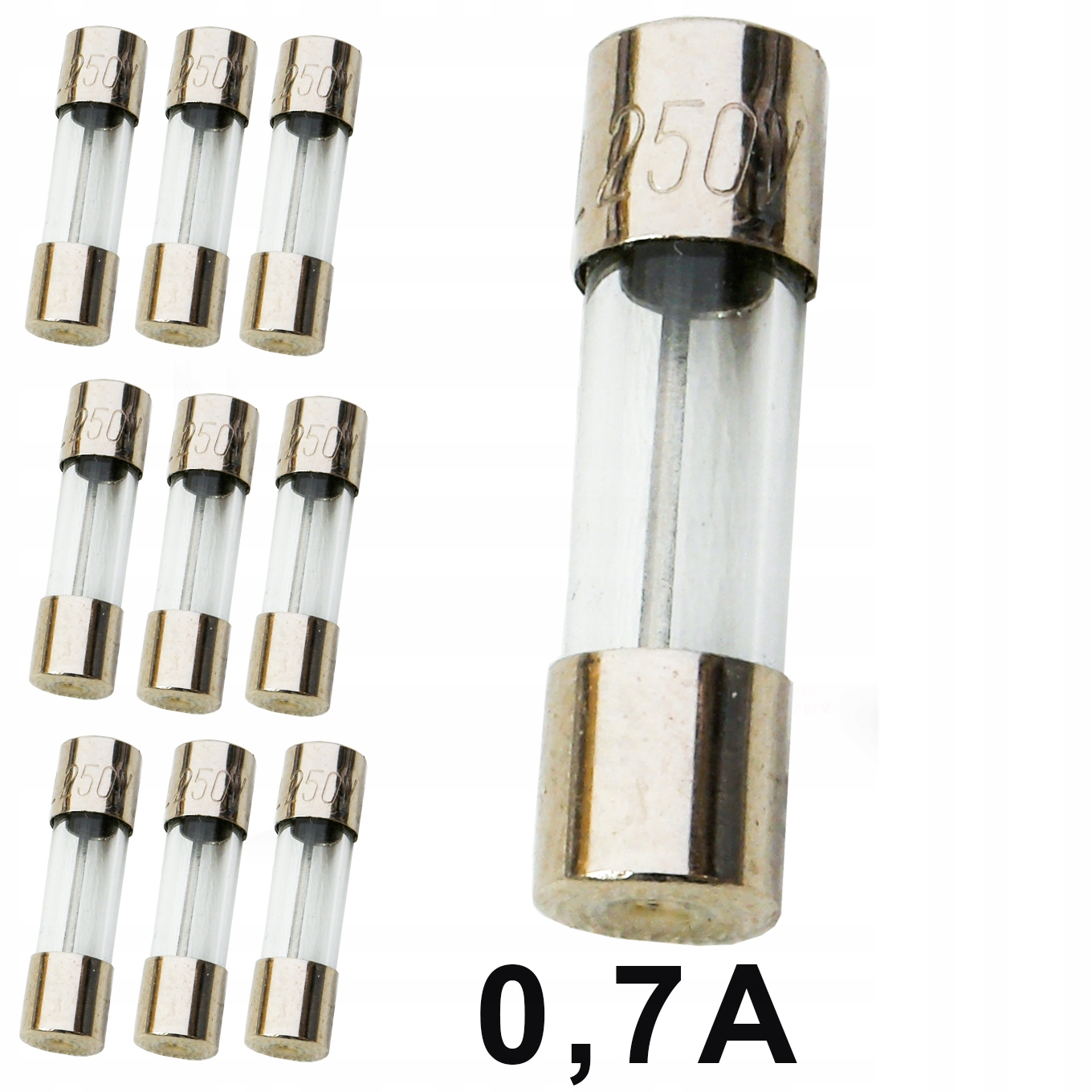 

Bezpiecznik szklany Tv Wta 0,7A 20mm 10szt led