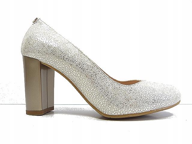Boty Sala 37 platinově zlatá grid kůže Ca