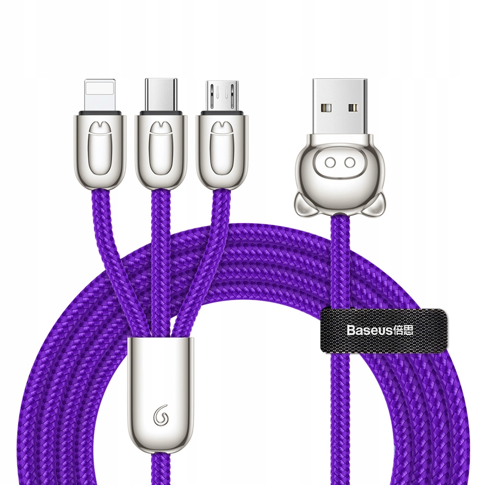 

Kabel Baseus 3w1 micro Usb do iphone Usb-c 120CM