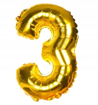 BALON FOLIOWY CYFERKA 3 40CM KOLOR ZŁOTY