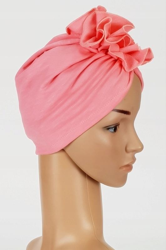 Turban Luba w kolorze łososiowym czapka bez wzoru także po chemioterapii Marka Eva Design