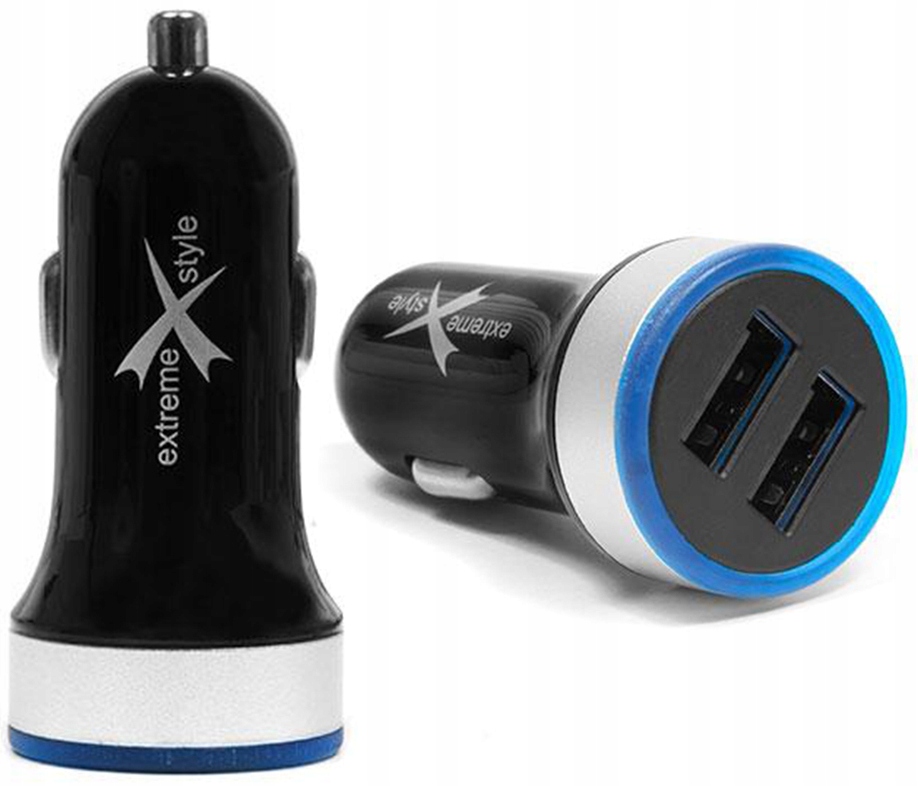 

Ładowarka samochodowa czarno-srebrna 2xUSB 2.1A