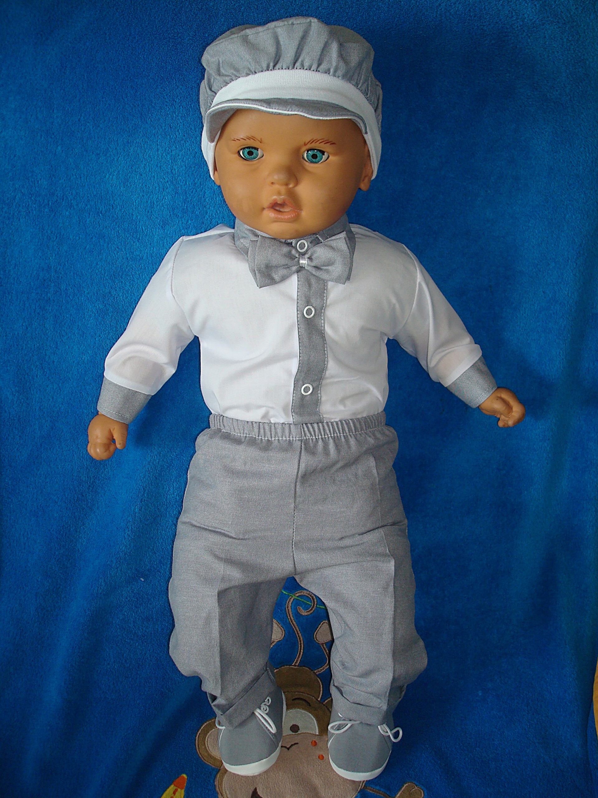 KOSZULA-BODY SPODNIE MUSZKA CZAPKA CHRZEST r.92 Kolor wielokolorowy