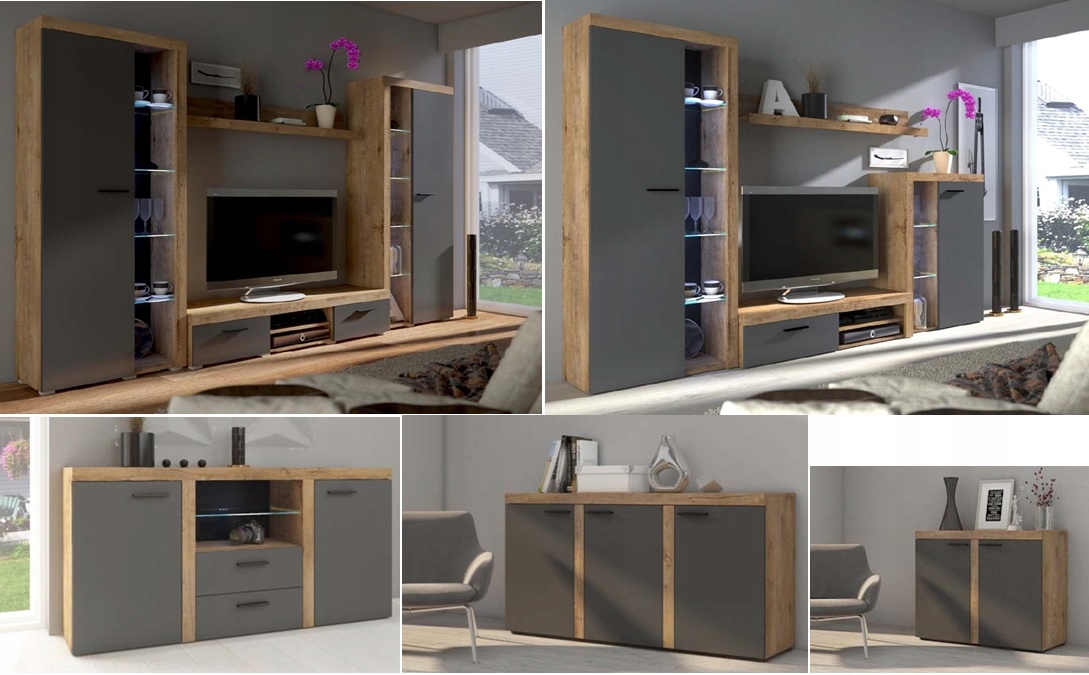 Komoda RUMBA kolor dąb lefkas 150 cm Głębokość mebla 40.3 cm